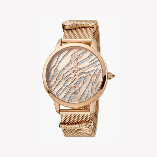 Just Cavalli Women's Rose Gold Watch, Silver Dial - JC1L127M0065