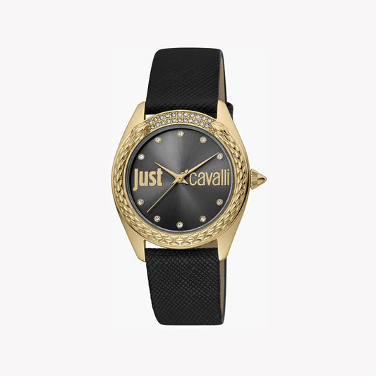 JUST CAVALLI WOMEN'S BLACK WATCH, GOLD CASE | JC1L195L0025