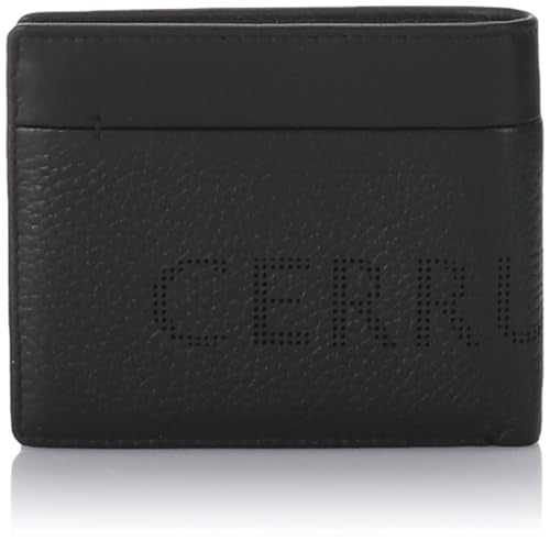 Cerruti 1881 CEPU05545M Genuine Calf Leather Wallet with Blue Brown Strip for Men - Black