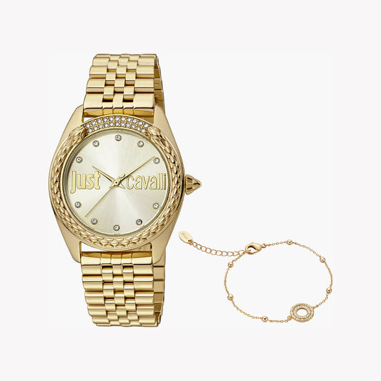 JUST CAVALLI WOMEN'S GOLD STAINLESS STEEL WATCH, CHAMPAGNE DIAL | JC1L195M0065