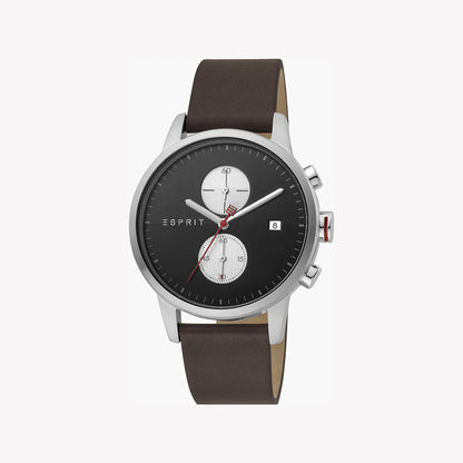 Esprit Men's Black Dial Brown Leather ES1G110L0035