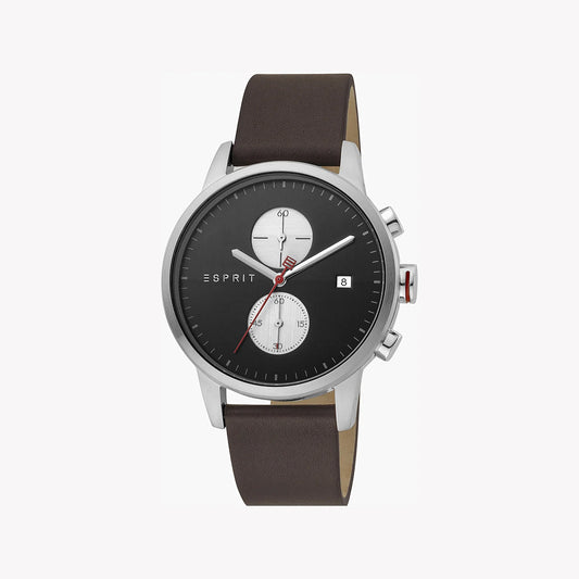 Esprit Men's Black Dial Brown Leather ES1G110L0035