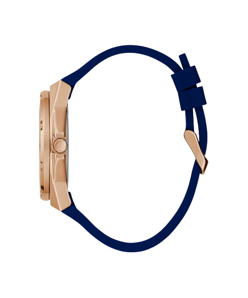 Guess Women's Rose Gold Watch, Blue Leather Band | Gw0620l3