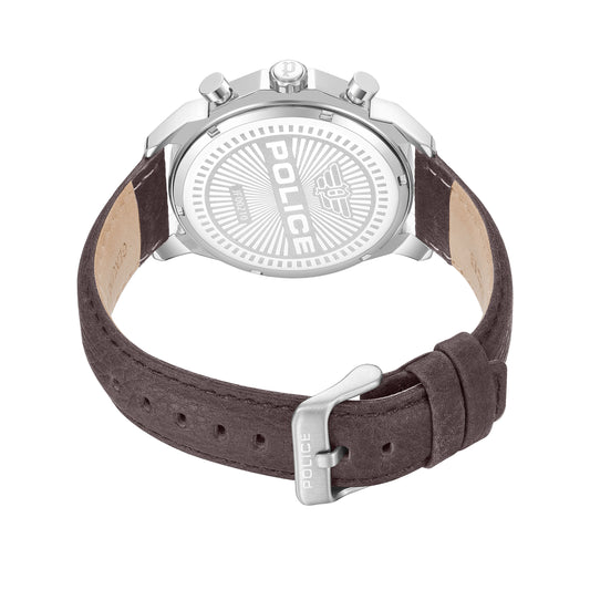 Police Watches Rangy PEWJF0021040 Men's Watch Analogue Quartz Movement with Leather Strap, brown, Strap.