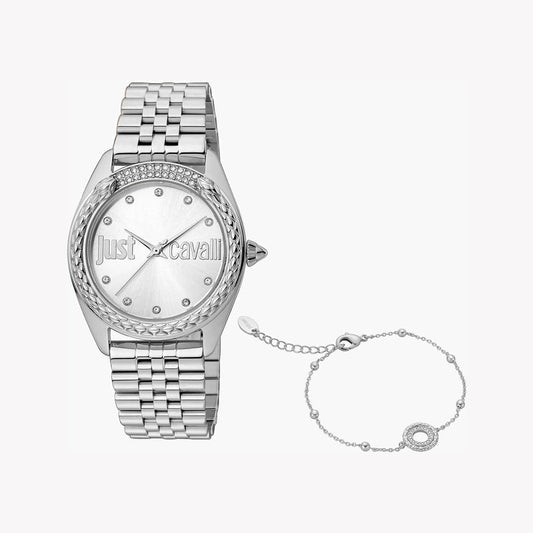 JUST CAVALLI WOMEN'S SILVER WATCH, SILVER DIAL | JC1L195M0045