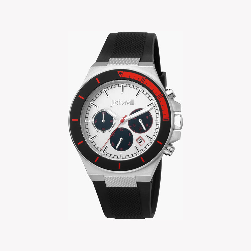 Just Cavalli Men's Silver Watch, Black Silicone Band - JC1G139P0025