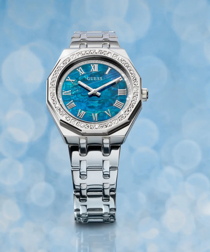 GUESS Ladies Silver Tone Analog Watch   GW0770L1
