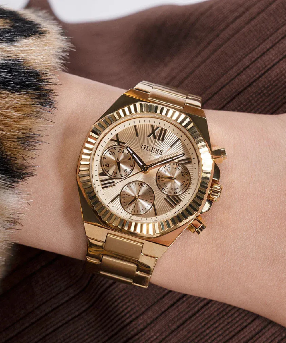 Guess Women's Gold Stainless Steel Watch, Champagne Dial | Gw0769l2