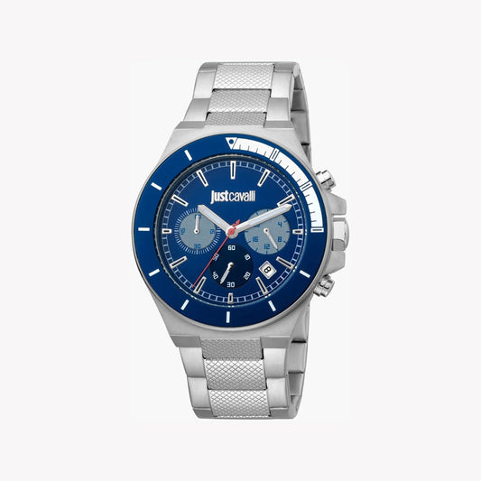 Just Cavalli Men's Silver Watch, Blue Dial - JC1G139M0065