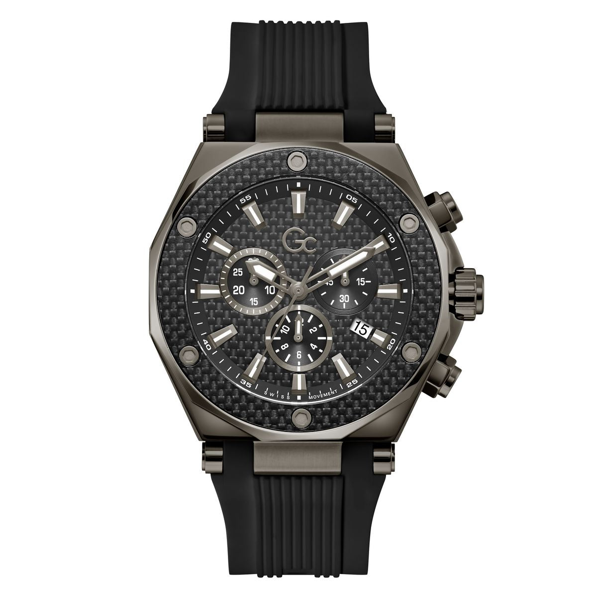 Gc Legacy Chrono Silicone Men Watch Black Silicone Strap Z18009G2