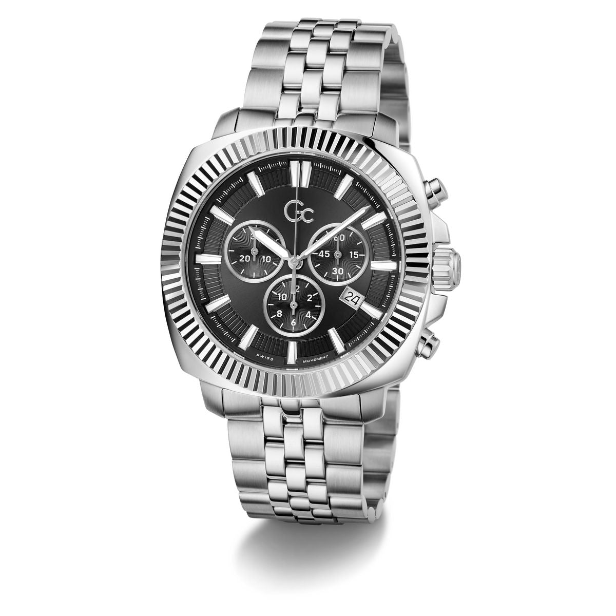 Gc Flair Coussin Chrono Metal Men Watch Silver Stainless Steel Bracelet Z64006G2