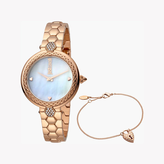 JUST CAVALLI WOMEN'S ROSE GOLD WATCH, WHITE DIAL | JC1L128M0585