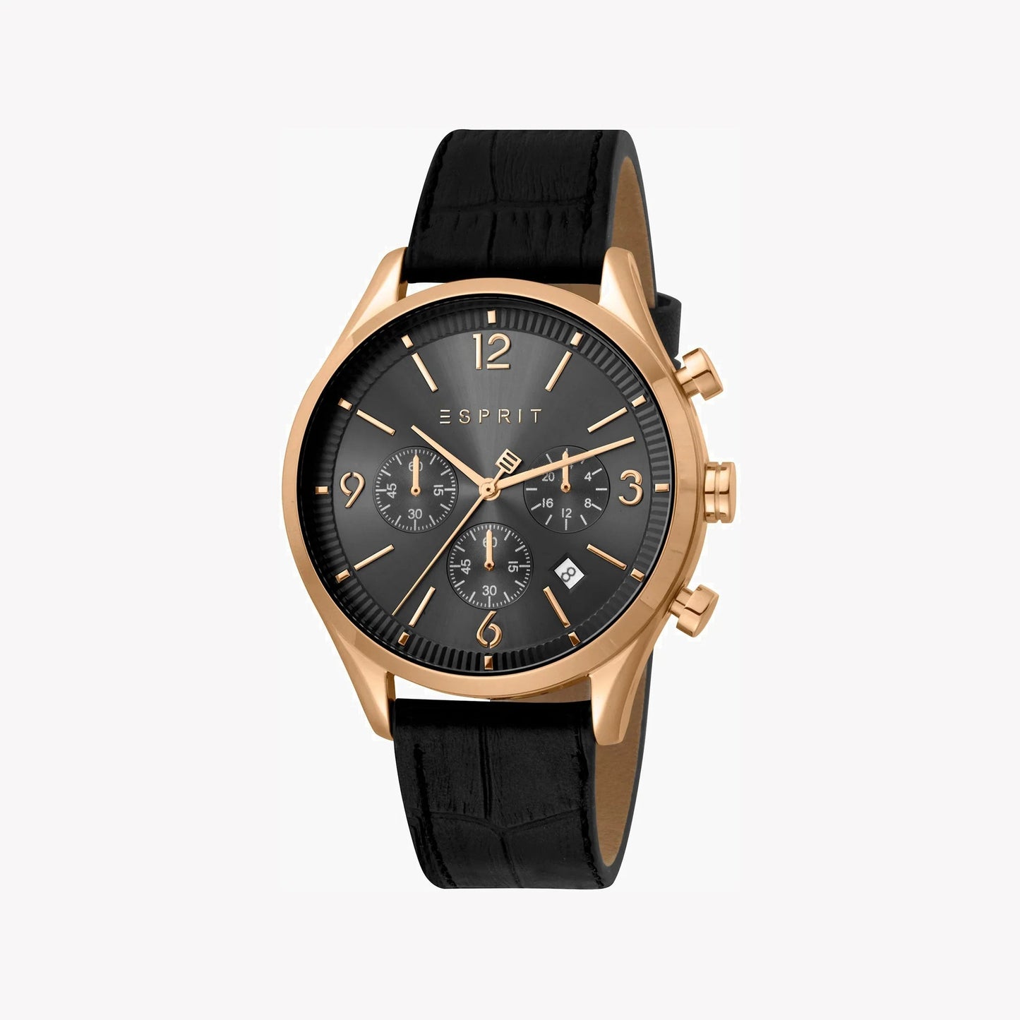 Esprit Men's Black Dial Black Leather ES1G210L0045