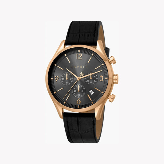 Esprit Men's Black Dial Black Leather ES1G210L0045