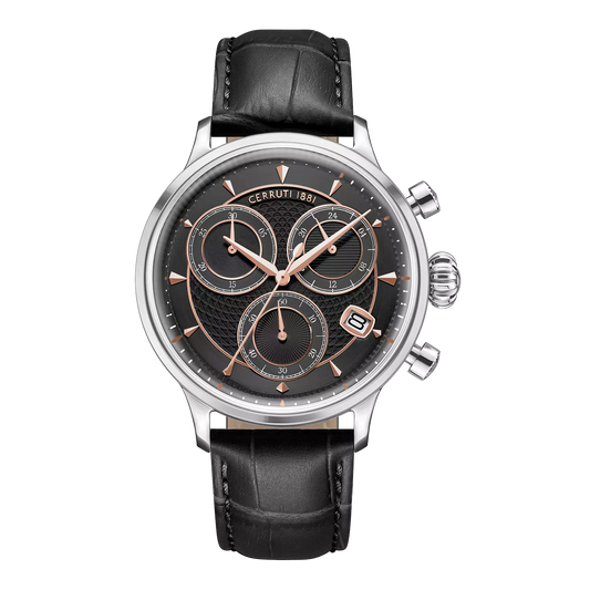 Cerruti 1881 Dervio Men's Chronograph Black Leather Watch - CIWGC0073301