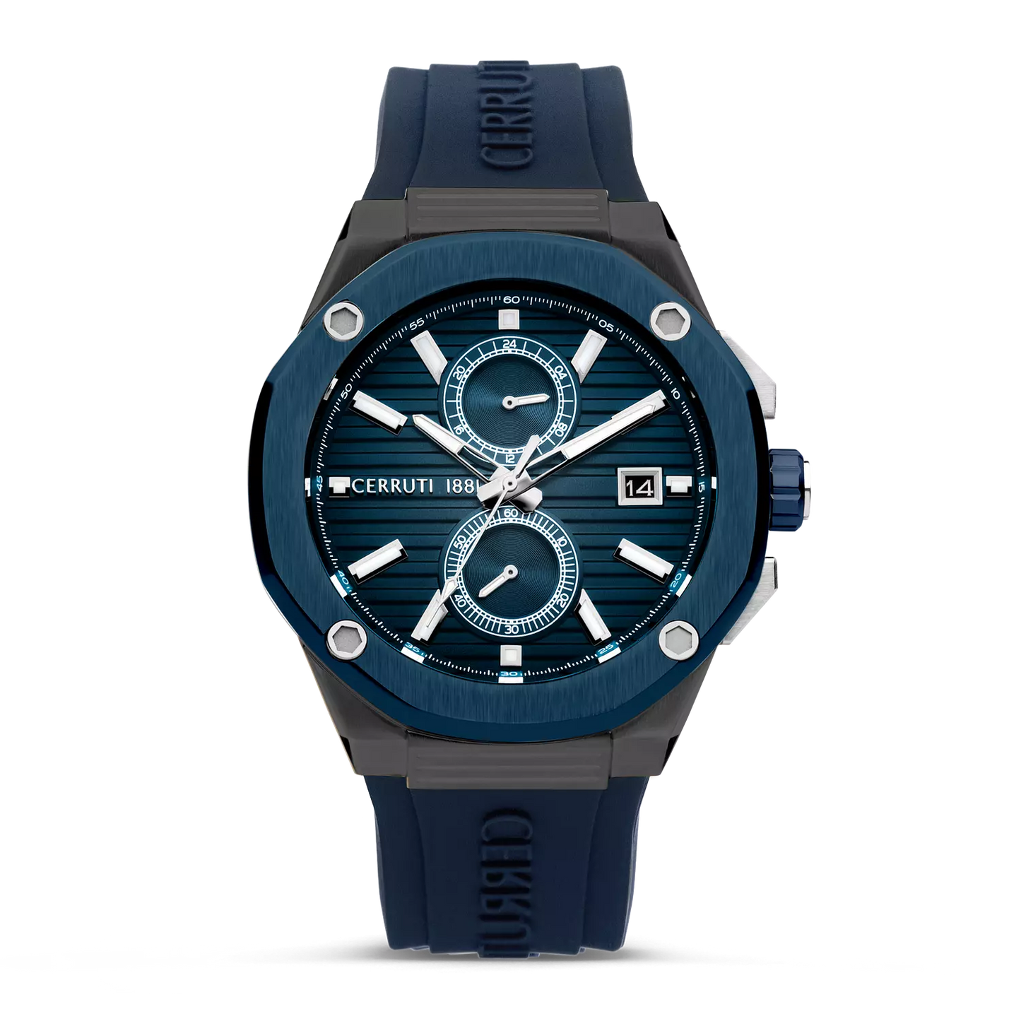 CERRUTI 1881 Watch For Men Razzuolo Blue Rubber Strap Multifunction