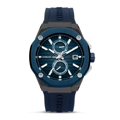 CERRUTI 1881 Watch For Men Razzuolo Blue Rubber Strap Multifunction