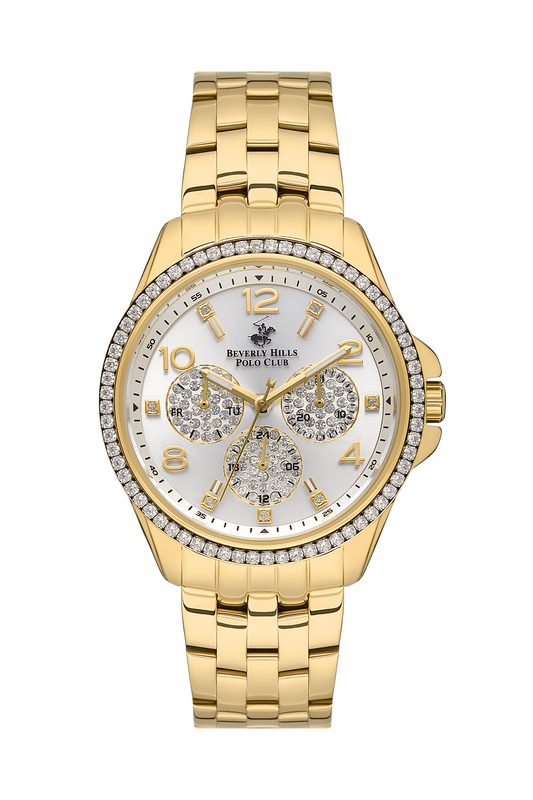 Beverly Hills Polo Club Women's Analog White Dial Watch BP3572C.130 - Gold