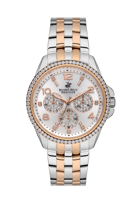 Beverly Hills Polo Club Women's Analog Silver Dial Watch BP3572C.530 - Silver And Rose Gold