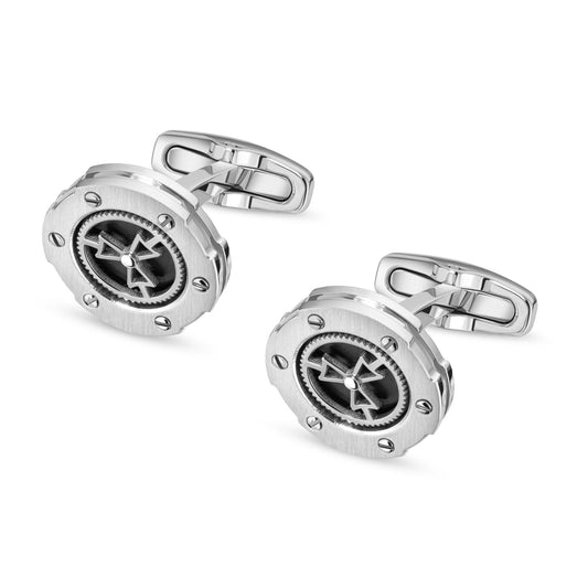Cerruti 1881 CIAGC0008602 Cuff 2 G Two Tone Silver Gray Cufflinks