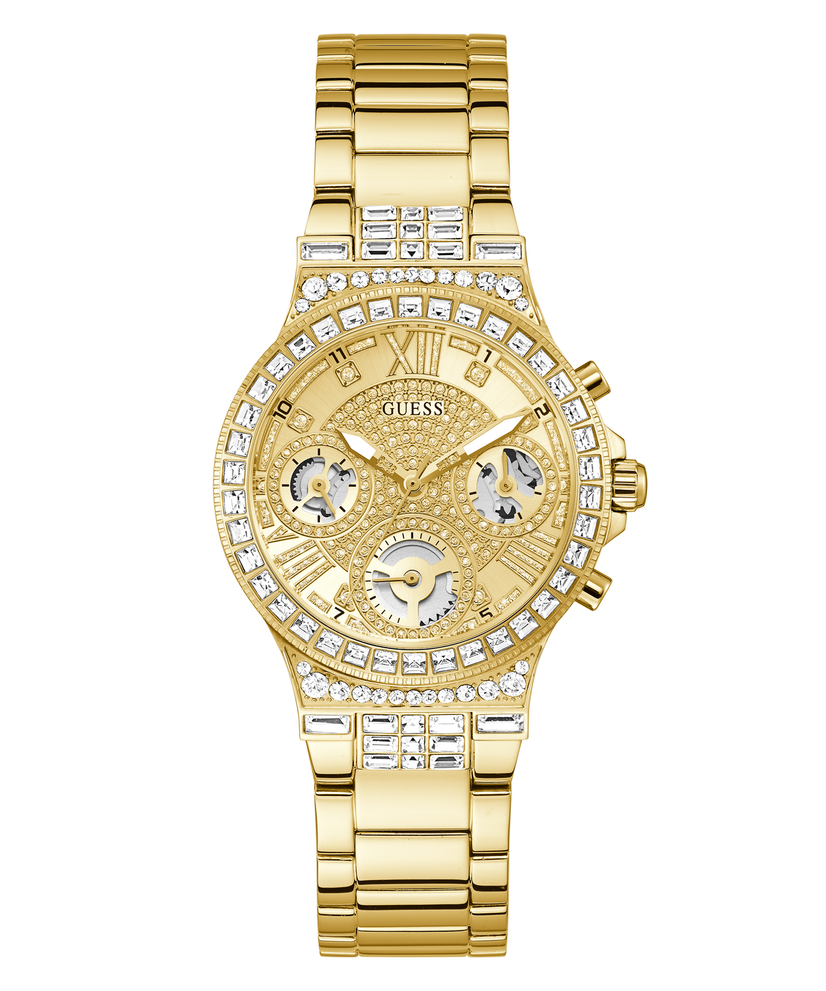 GUESS GW0320L2 ANALOG WATCH Women's Champagne Sunray Dial Gold Round Case/Gold Stainless Steel Bracelet