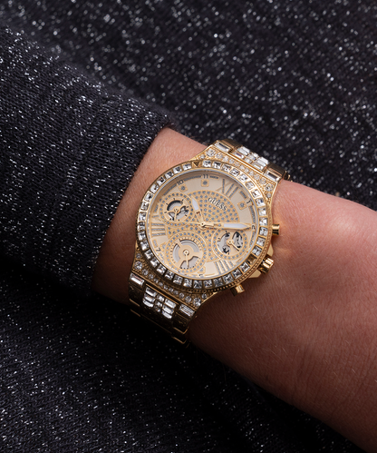 GUESS GW0320L2 ANALOG WATCH Women's Champagne Sunray Dial Gold Round Case/Gold Stainless Steel Bracelet
