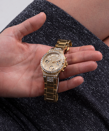 GUESS GW0320L2 ANALOG WATCH Women's Champagne Sunray Dial Gold Round Case/Gold Stainless Steel Bracelet