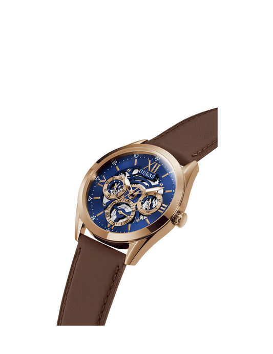 GUESS Watch for Men, Blue Analog Leather Strap-GW0389G3