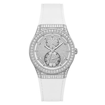 Guess Princess GW0439L1 Silver Dial White Silicone Strap