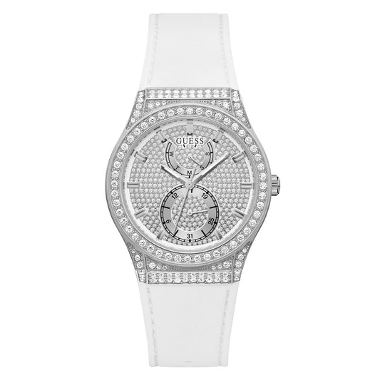 Guess Princess GW0439L1 Silver Dial White Silicone Strap