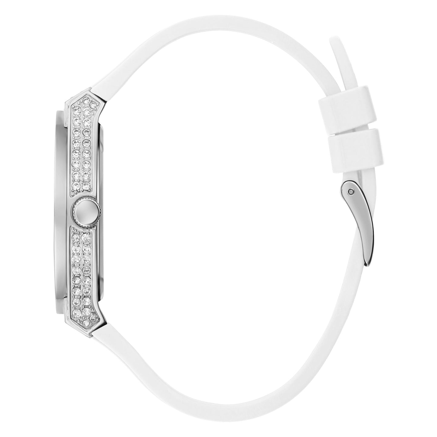 Guess Princess GW0439L1 Silver Dial White Silicone Strap