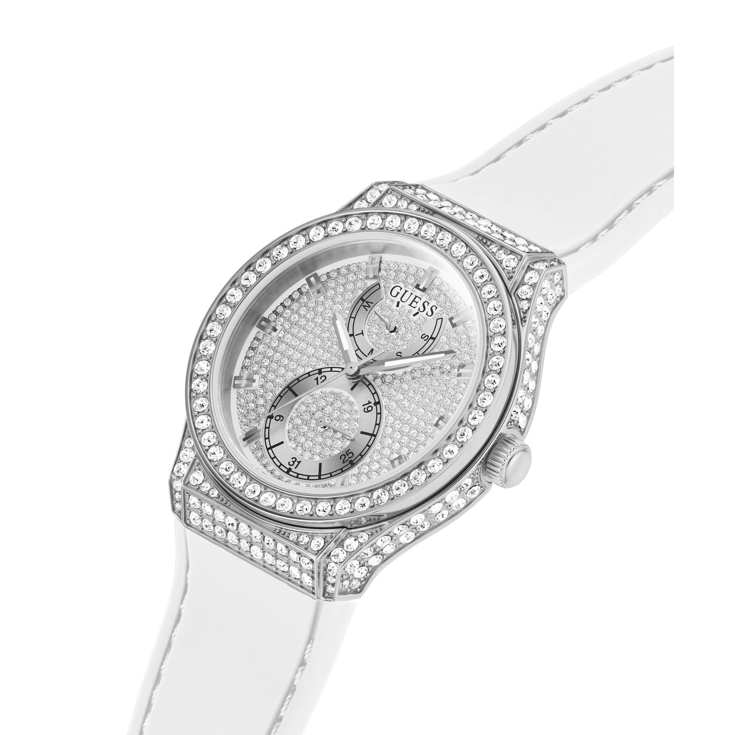 Guess Princess GW0439L1 Silver Dial White Silicone Strap