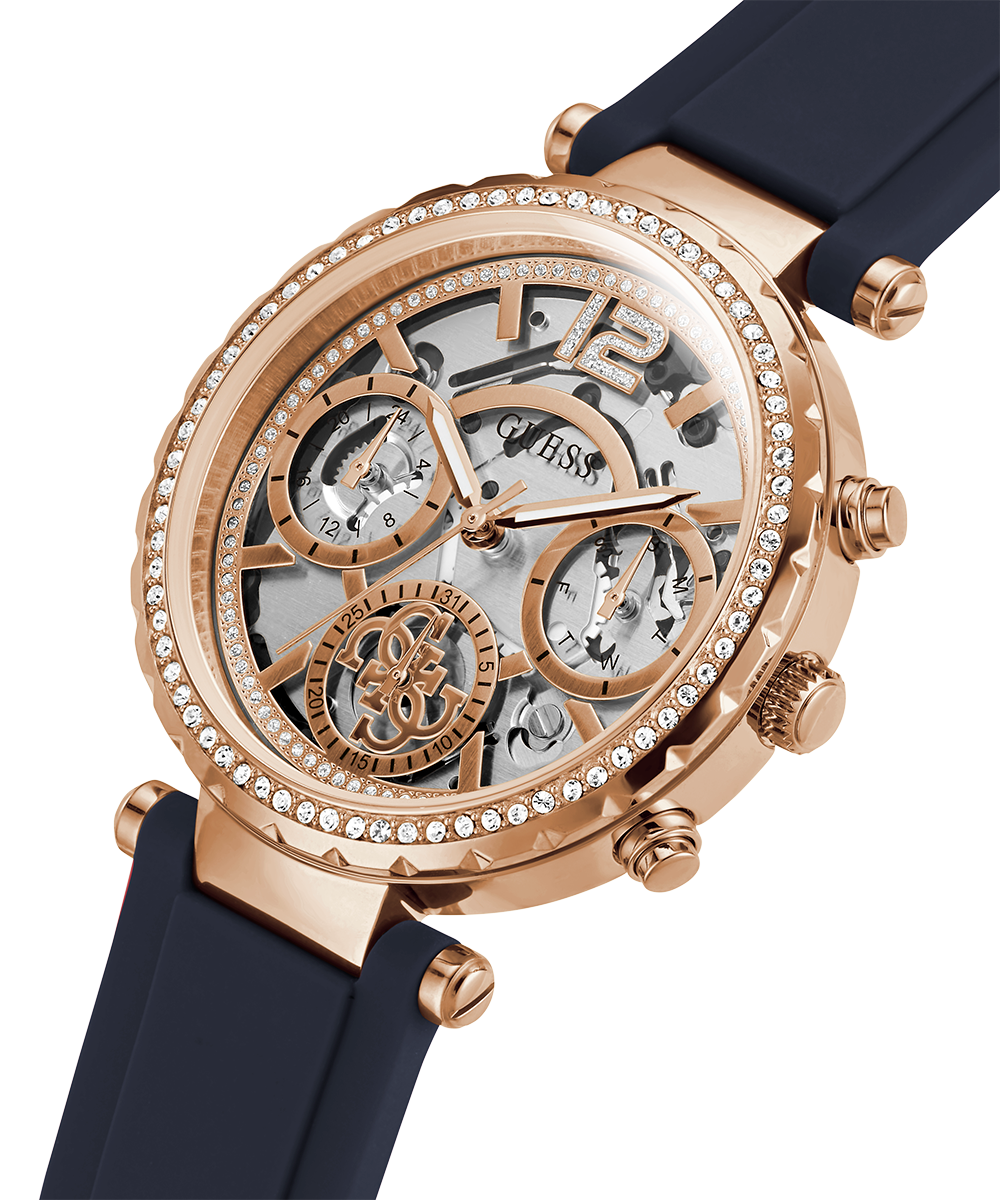 Guess GW0484L2 Watch For Ladies Case Color Rose Gold - Round Shape Silicone Strap
