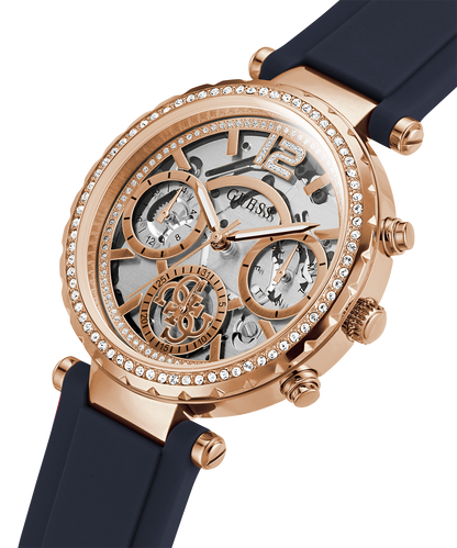 Guess GW0484L2 Watch For Ladies Case Color Rose Gold - Round Shape Silicone Strap