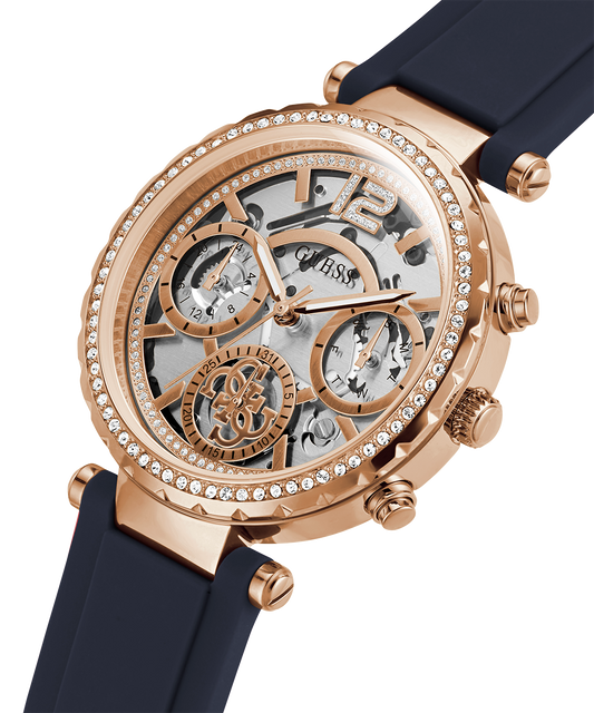 Guess GW0484L2 Watch For Ladies Case Color Rose Gold - Round Shape Silicone Strap