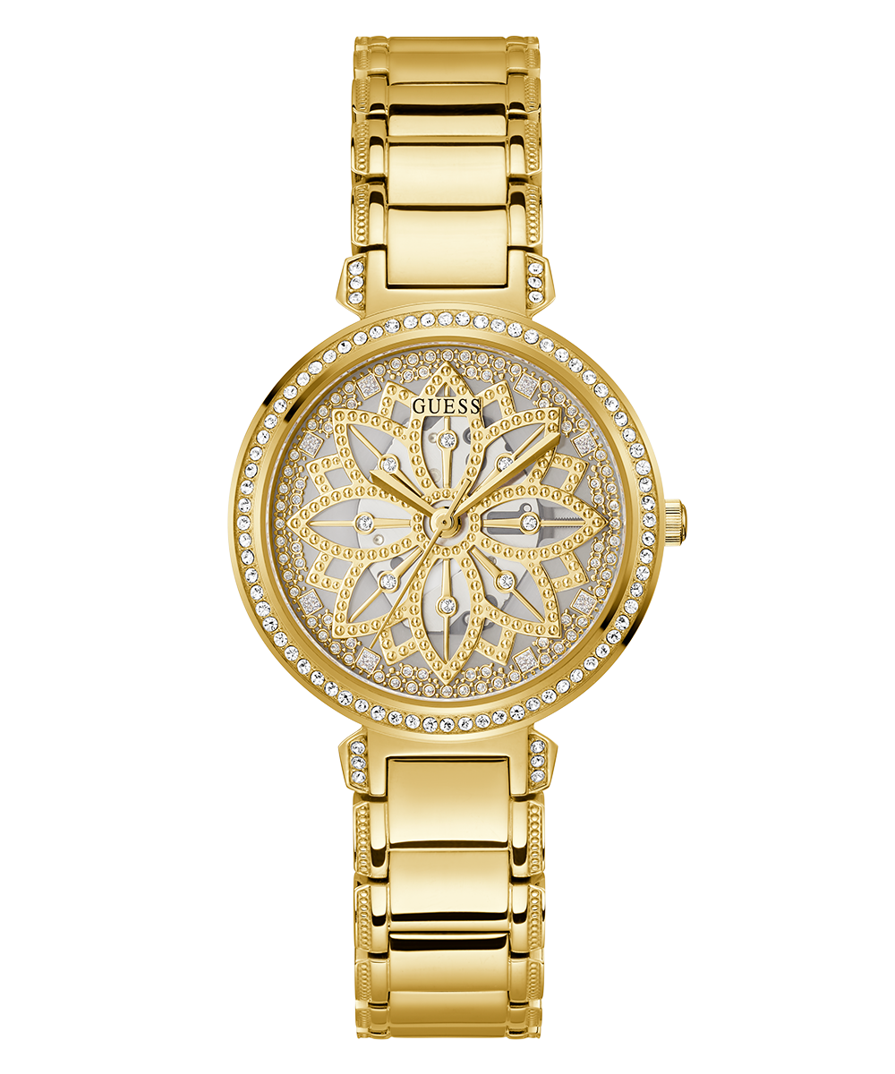 Guess GW0528L2 Ladies Watch Analog Movement Round Shape Gold Tone Polished Stainless Steel Bracelet