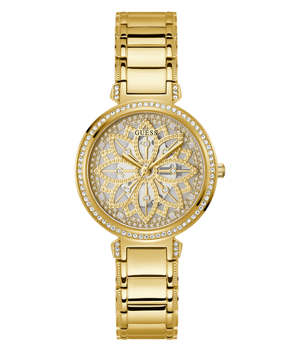 Guess GW0528L2 Ladies Watch Analog Movement Round Shape Gold Tone Polished Stainless Steel Bracelet