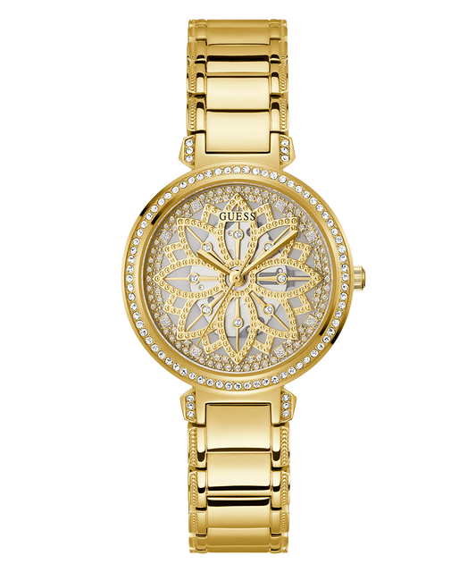 Guess GW0528L2 Ladies Watch Analog Movement Round Shape Gold Tone Polished Stainless Steel Bracelet