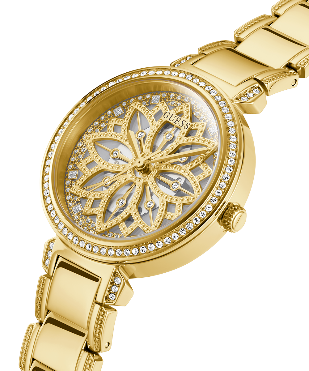 Guess GW0528L2 Ladies Watch Analog Movement Round Shape Gold Tone Polished Stainless Steel Bracelet