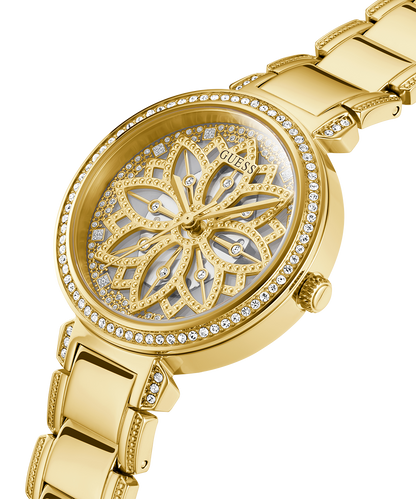 Guess GW0528L2 Ladies Watch Analog Movement Round Shape Gold Tone Polished Stainless Steel Bracelet