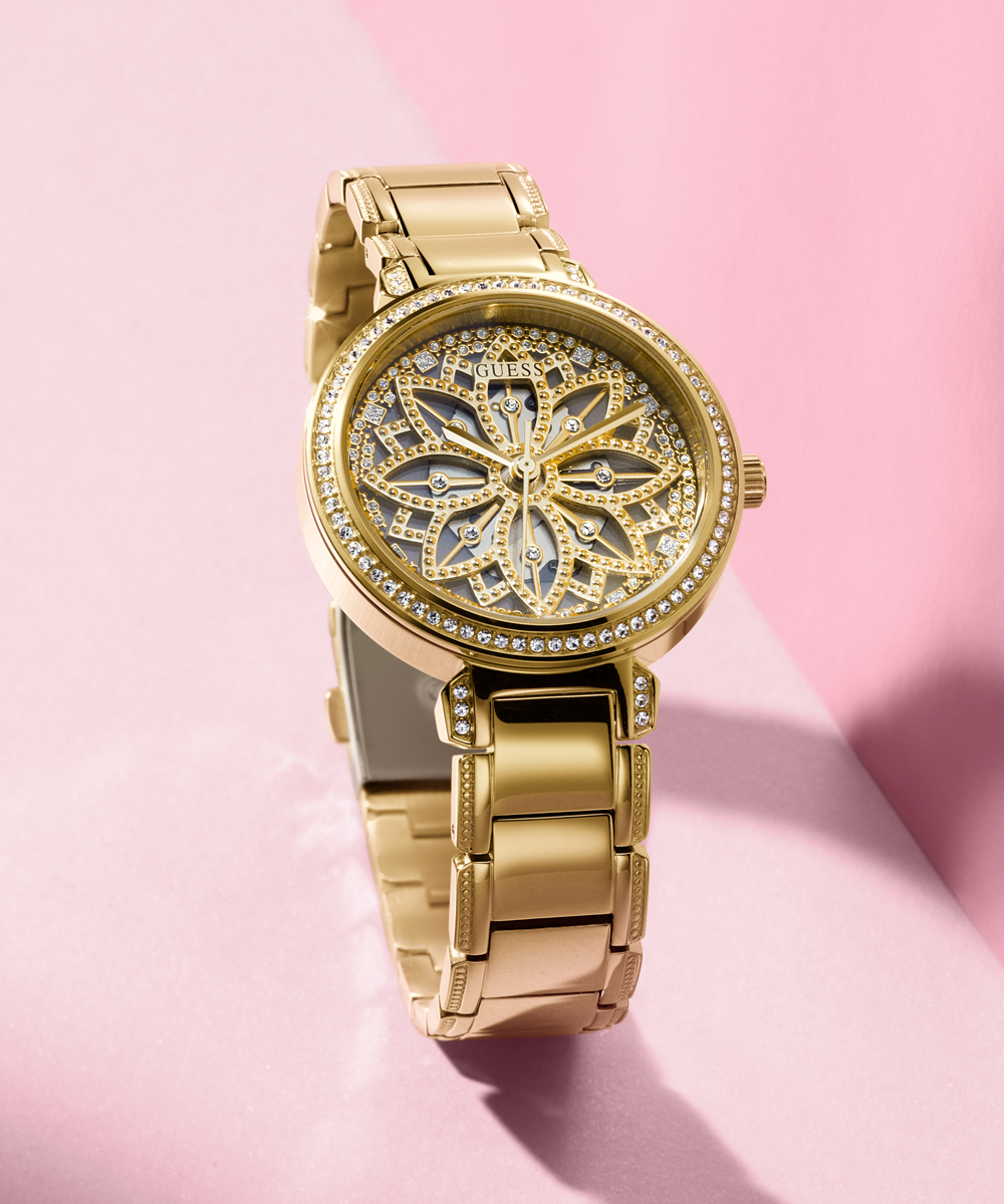 Guess GW0528L2 Ladies Watch Analog Movement Round Shape Gold Tone Polished Stainless Steel Bracelet
