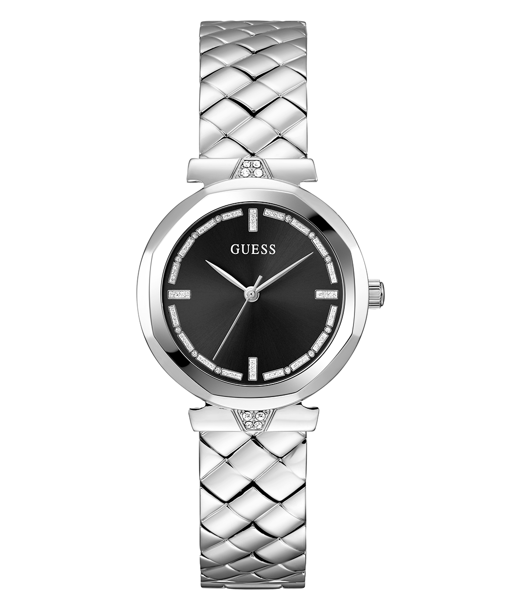 GUESS GW0613L1 – Silver Round Steel Watch – Black