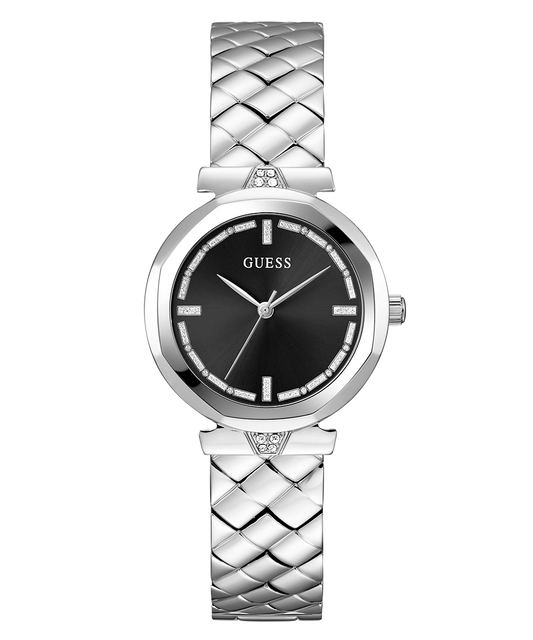 GUESS GW0613L1 – Silver Round Steel Watch – Black