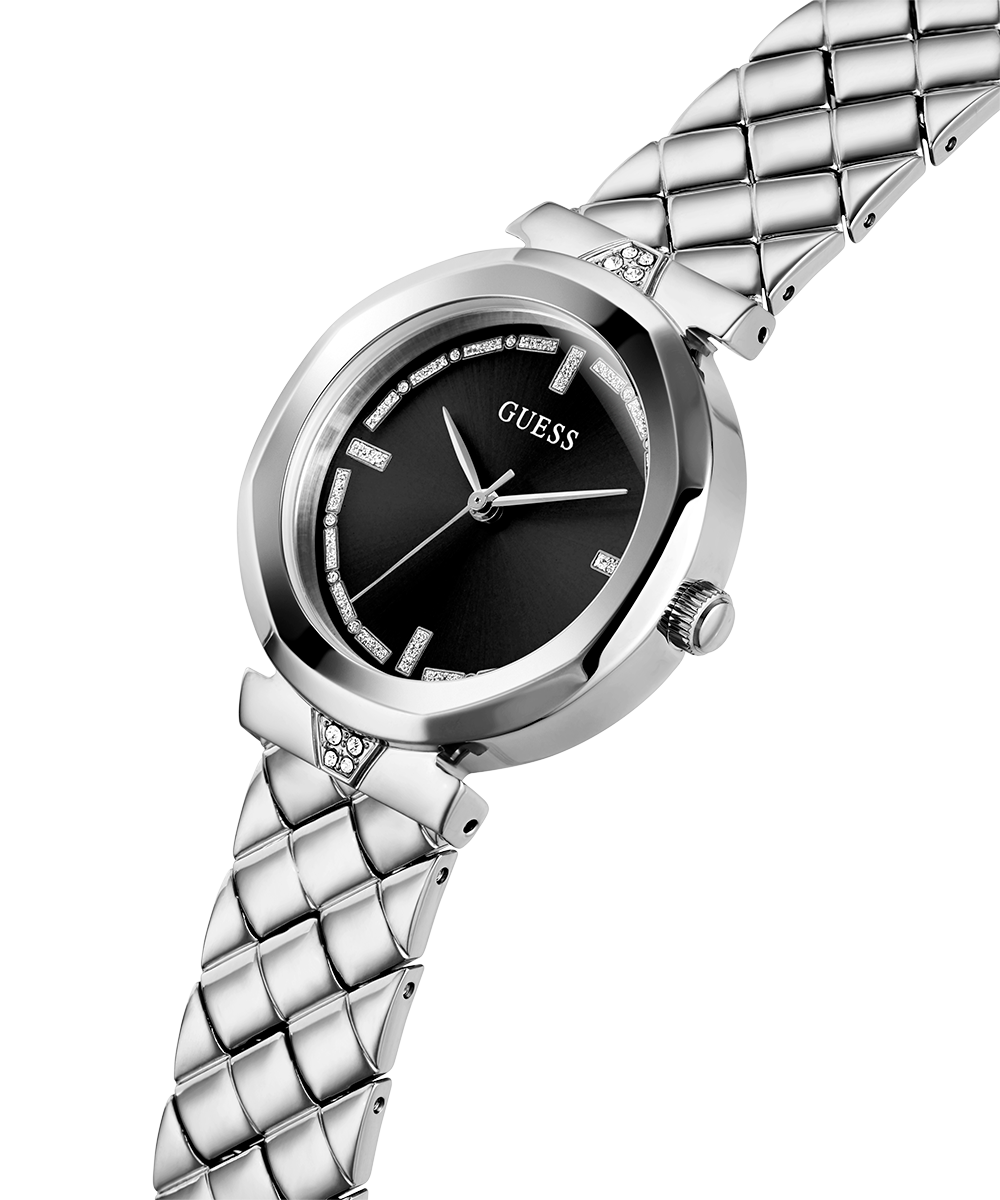 GUESS GW0613L1 – Silver Round Steel Watch – Black