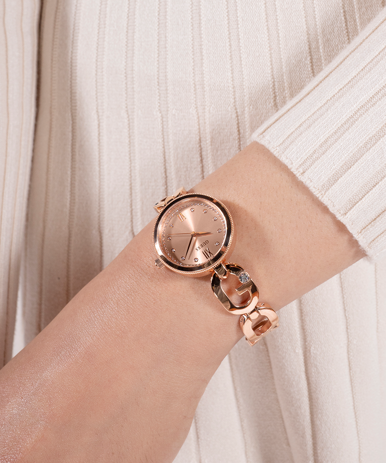 Guess Women's Rose Gold Watch, Recycled Steel | Gw0759l3