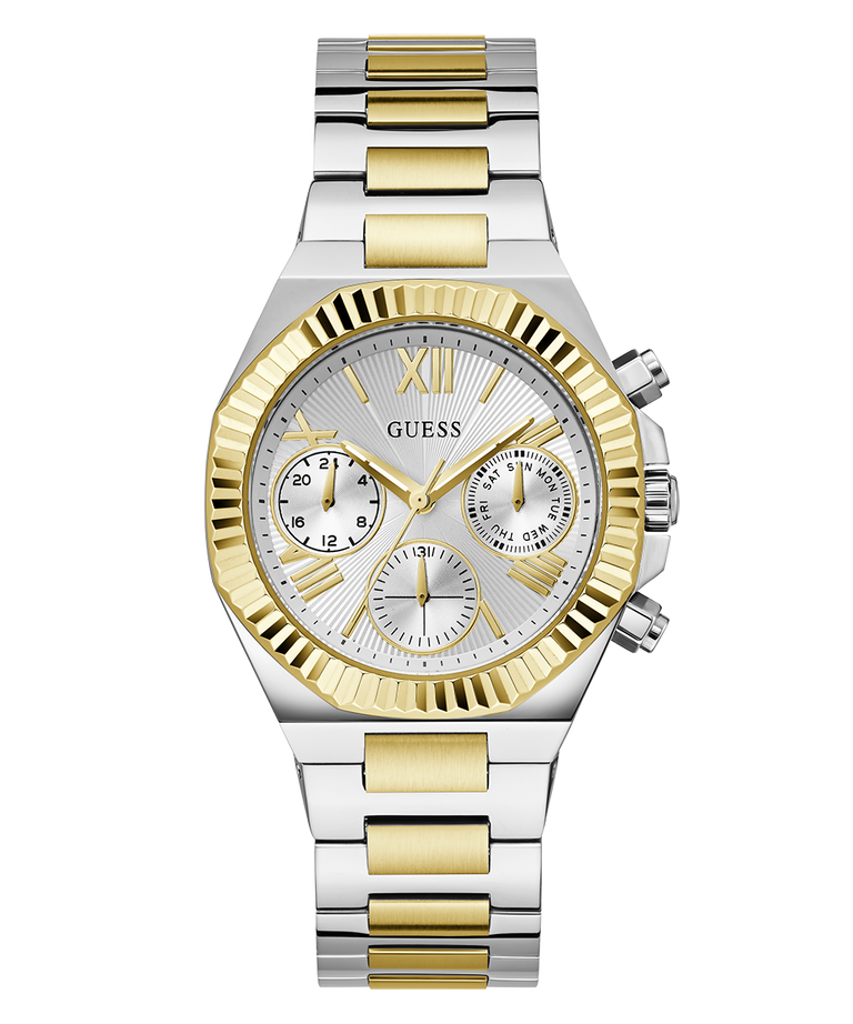 Guess Women's Gold/Silver Stainless Steel Watch, Silver Dial | Gw0769l3