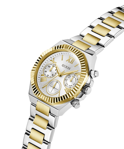 Guess Women's Gold/Silver Stainless Steel Watch, Silver Dial | Gw0769l3