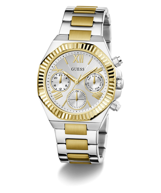 Guess Women's Gold/Silver Stainless Steel Watch, Silver Dial | Gw0769l3