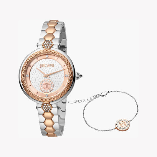 JUST CAVALLI WOMEN'S SILVER & ROSE GOLD WATCH, SILVER DIAL | JC1L128M0105