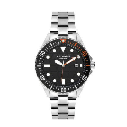 LEE COOPER Men's Black and Orange Stainless Steel Watch - LC07541.350